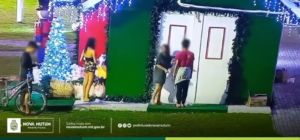Menores foram flagrados tentando depredar decoração natalina no centro político-administrativo em Nova Mutum