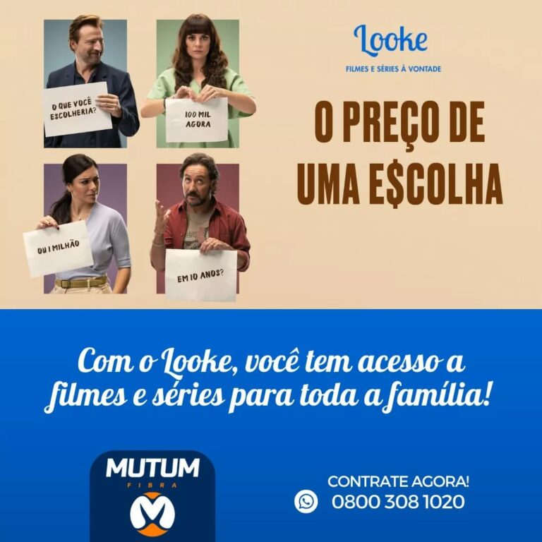 Com os planos da Mutum Fibra, você tem acesso ao Looke de forma gratuita! Aproveite uma vasta biblioteca de filmes e sér…