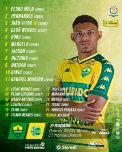 Cuiabá escalado para a estreia no Brasileiro Sub-20! 

Pra cima, Dourado! 

Assi…