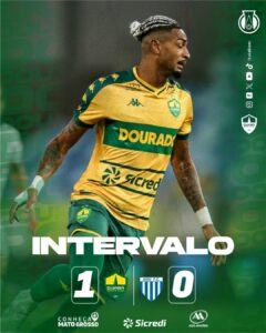 Primeiro tempo encerrado na Arena Pantanal. Mateusinho fez para o Dourado.

CUI …