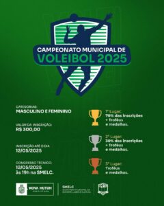 Reúna seu time e venha competir!
Mostre sua garra nas quadras!

CAMPEONATO MUNIC…