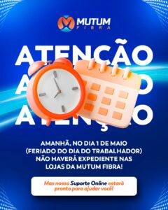 Atenção!

No feriado de 01 de maio (Dia do Trabalho), não haverá expediente nas…