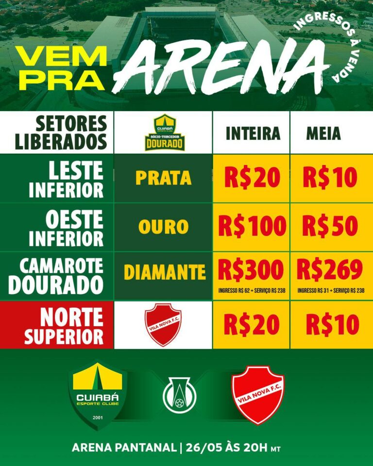 Segunda tem Dourado na Arena 

 Vila Nova-GO
 9ª Rod. Brasileiro Série B
 Arena …
