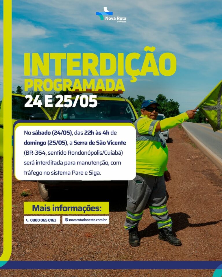 Atenção, motorista! 

Neste sábado (24/05), das 22h às 4h de domingo (25/05), a…