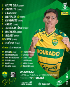 O Cuiabá está definido para enfrentar o Santos pelo Brasileiro Sub-17.

A bola r…