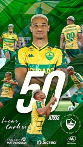 Lucas Cardoso completou 50 jogos pelo Cuiabá na última rodada da Série B. Parabé…