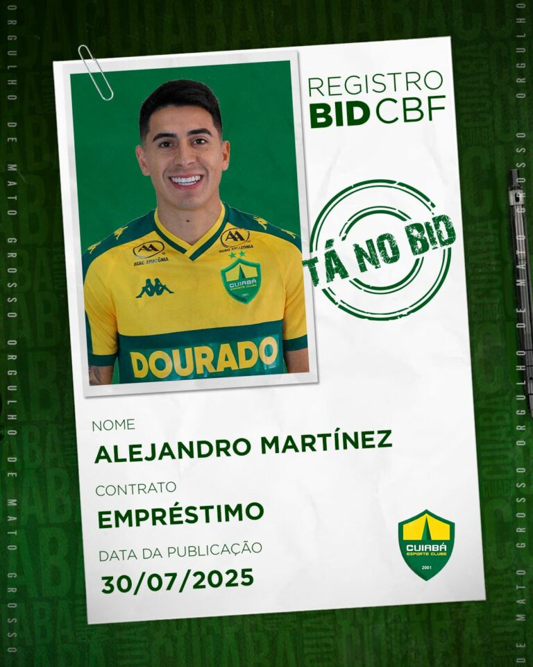 Bidou e o argentino Martínez já está à disposição do Dourado para a Série B.

#O…