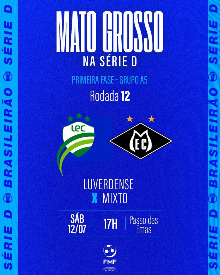Luverdense e Mixto fazem confronto direto no G4 da Série D 

Neste sábado (12), …