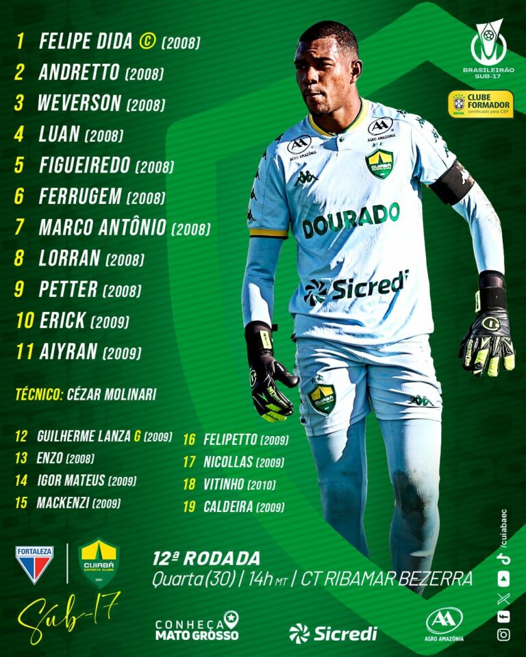 Nosso sub-17 enfrenta o Fortaleza pelo Brasileiro. O Dourado vai a campo desta f…