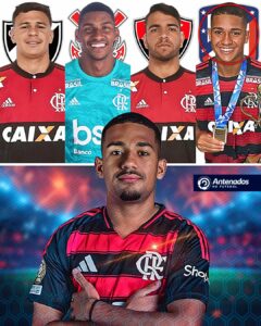 Samuel Lino foi campeão da Copinha 2018 no Flamengo com alguns companheiros.

• …