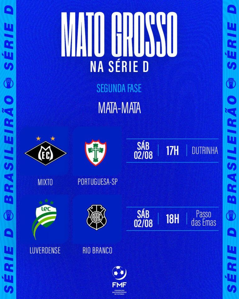 Mixto e Luverdense abrem mata-mata da Série D em casa neste sábado

Os dois repr…