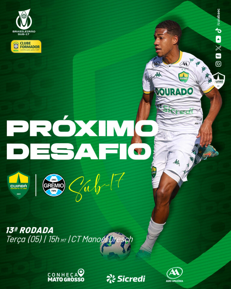 A equipe sub-17 do Cuiabá recebe a visita do Grêmio, nesta terça-feira (5), a pa…