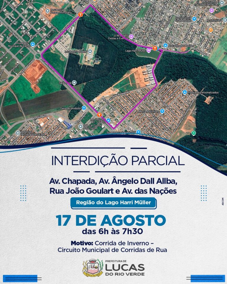‍ Atenção, motoristas e pedestres!
Neste domingo (17/08), das 6h às 7h30,…