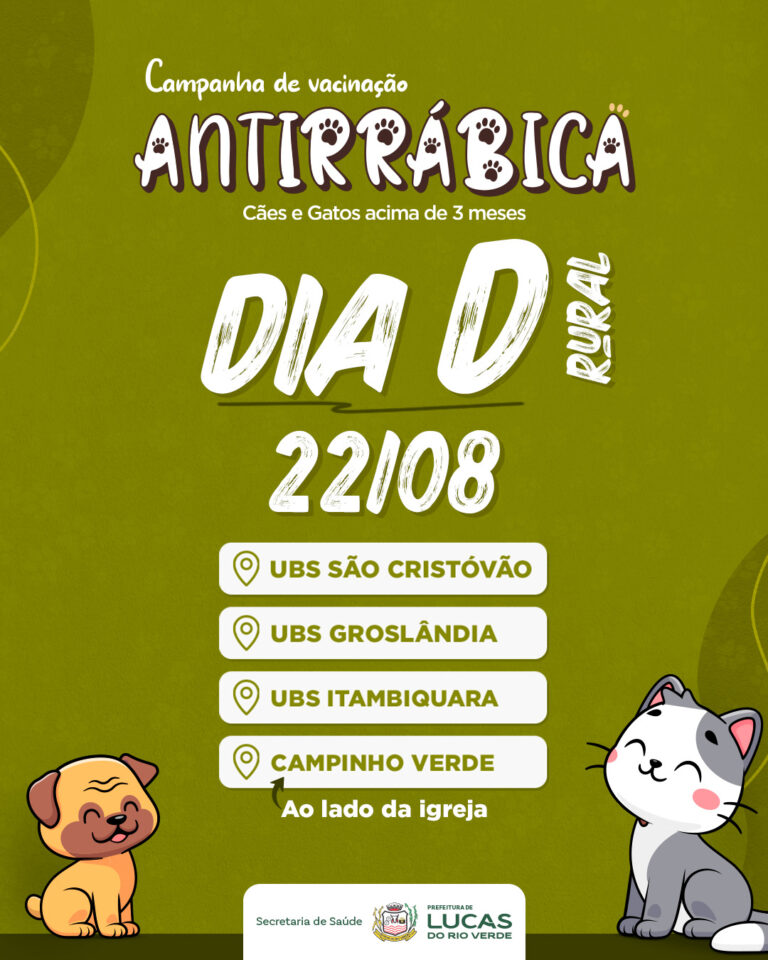 Vacinação Antirrábica nas Comunidades Rurais!

Nesta sexta-feira (22/08), a Pre…