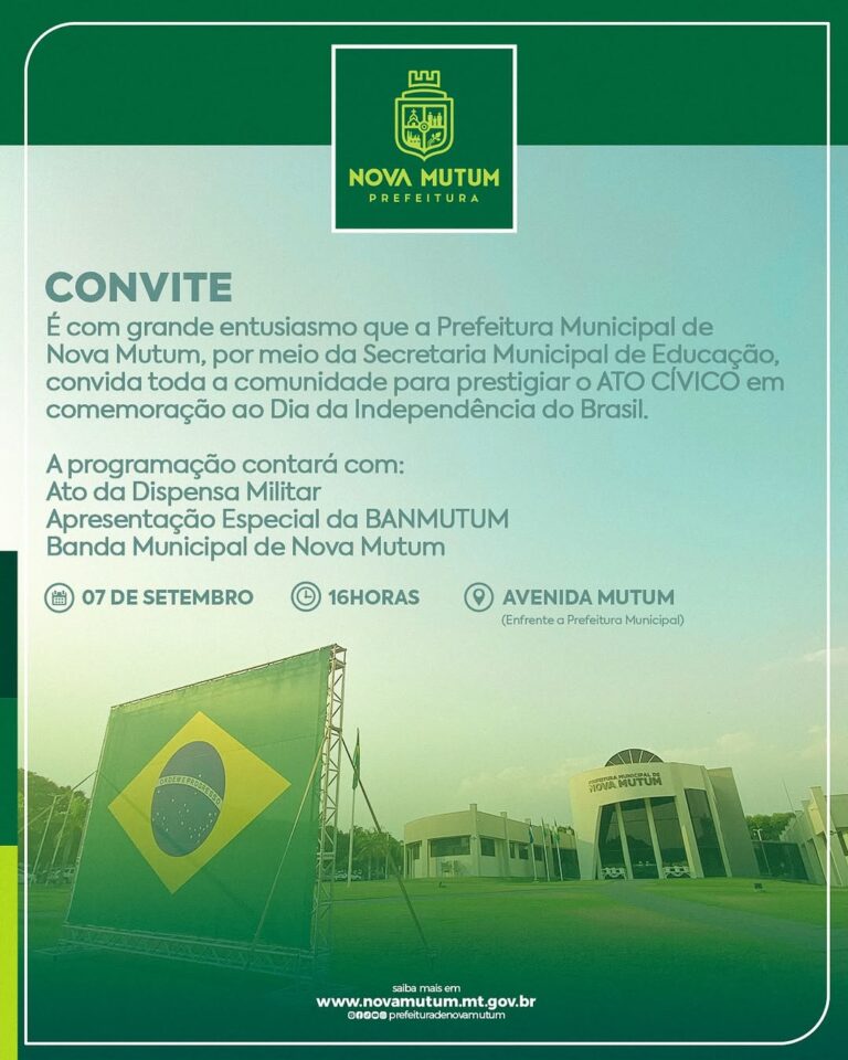 A Prefeitura Municipal de Nova Mutum, por meio da Secretaria Municipal de Educaç…