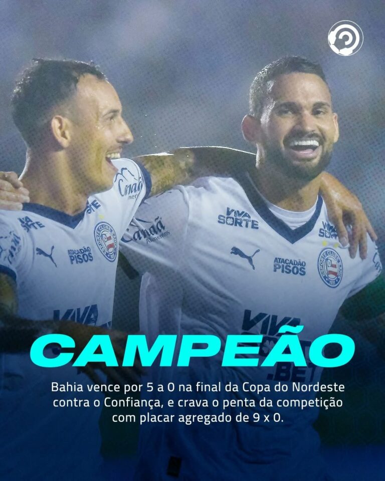 É CAMPEÃO!  

5x Bahia na Copa do Nordeste!  

O Bahêa meteu um 9 A 1 no agregad…