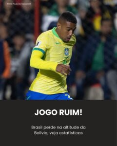 Brasil sofre na altitude e vai mal na Bolívia; veja os números!