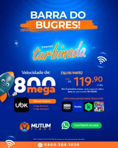 Quem disse que velocidade tem limite?

Com 800 Mega, sua conexão fica turbinada…