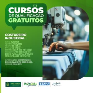 CONVITE – CURSOS DE QUALIFICAÇÃO GRATUITOS

A Prefeitura, por meio da Secretari…