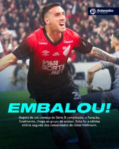 Athletico no G4! 

Depois de um início difícil na Série B, o Furacão emplacou 7…