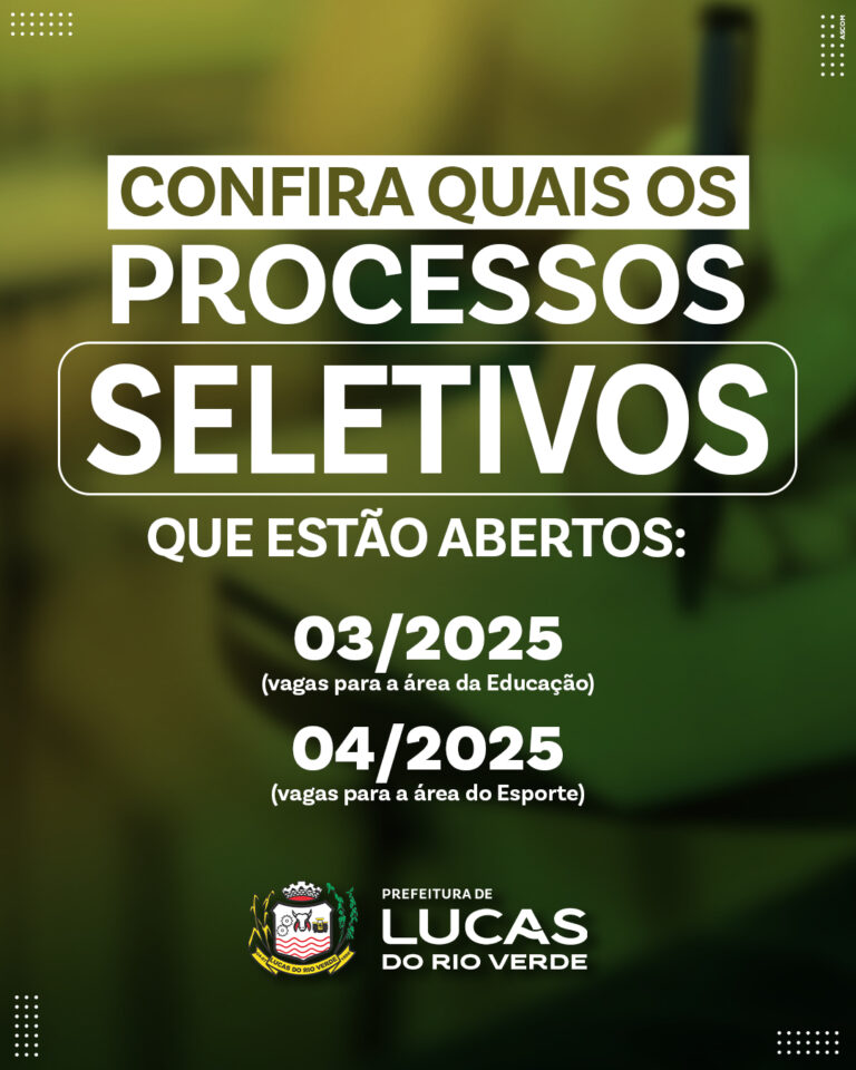 OPORTUNIDADE! 

A Prefeitura de Lucas do Rio Verde está com DOIS processos sele…