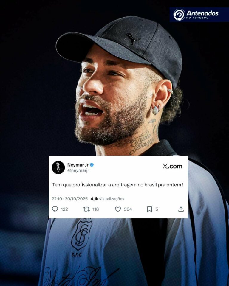 Mesmo fora, Neymar reclamou da arbitragem no futebol Brasileiro.