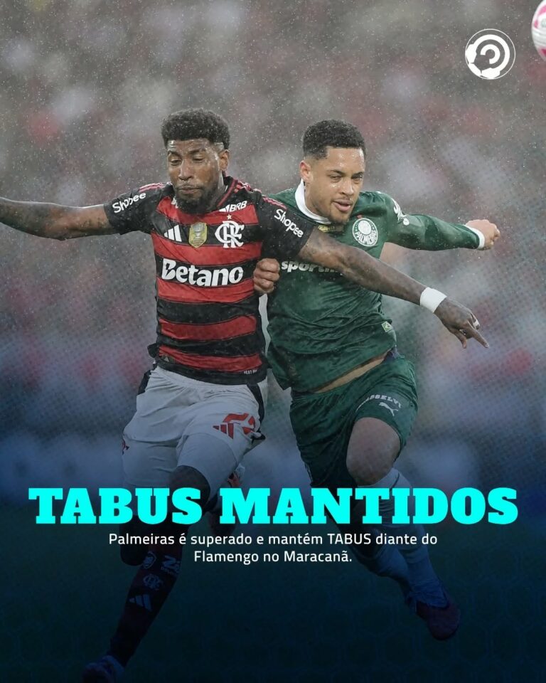 TABUS MANTIDOS!

 O Palmeiras está há 10 anos sem vencer o Flamengo no Maracanã….