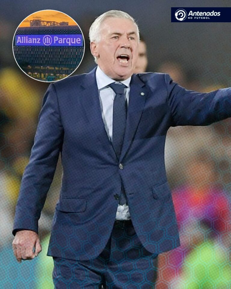 Carlo Ancelotti estará no Allianz Parque neste domingo (26), às 20h30, para acom…