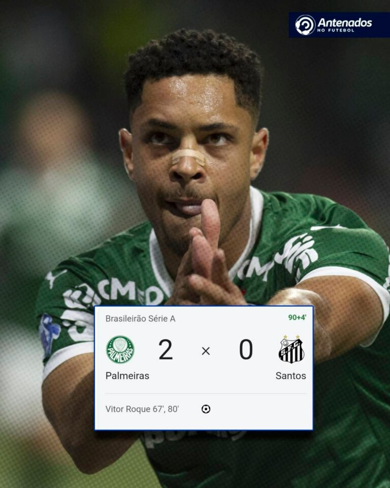 VENCEU O LÍDER! Com dois gols de Vitor Roque, o Palmeiras venceu o Santos, que …