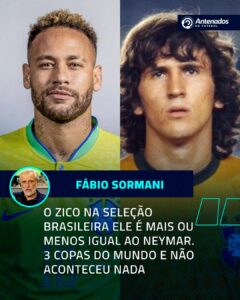 O jornalista Fábio Sormani comparou a história de Neymar e Zico na Seleção Bras…