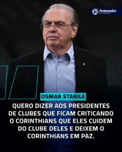 O presidente do Corinthians ainda completou: “Quando dizem que com dívida o Cor…