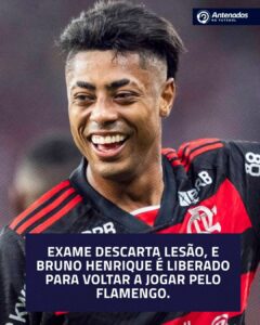 Exame não detecta lesão, e Bruno Henrique está liberado para atuar pelo Flamengo…