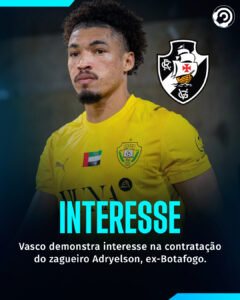 O Vasco buscou informações sobre Adryelson, zagueiro do Al-Wasl, visando reforça…
