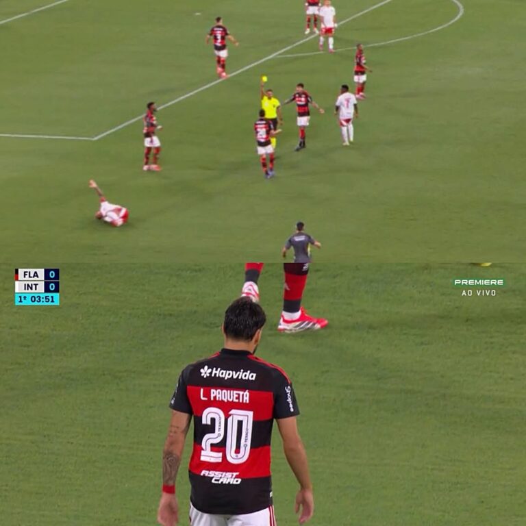 Paquetá recebeu cartão amarelo com apenas 3 minutos de jogo.