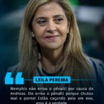 Leila Pereira defende Andreas, do Palmeiras, em pênalti perdido por Memphis.