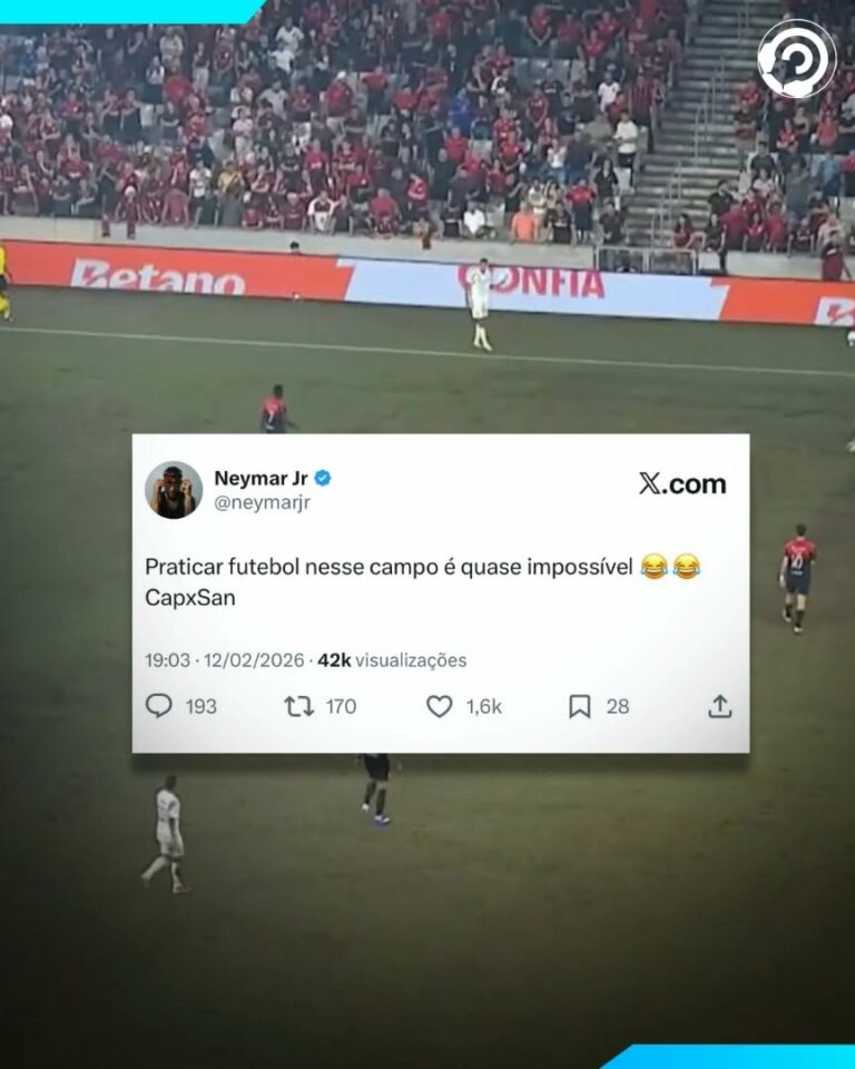 Neymar comentou nas redes sociais sobre o gramado da Arena da Baixada, palco de …