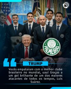 “MELHOR CLUBE DO BRASIL” O presidente dos Estados Unidos encheu o Verdão de mora…