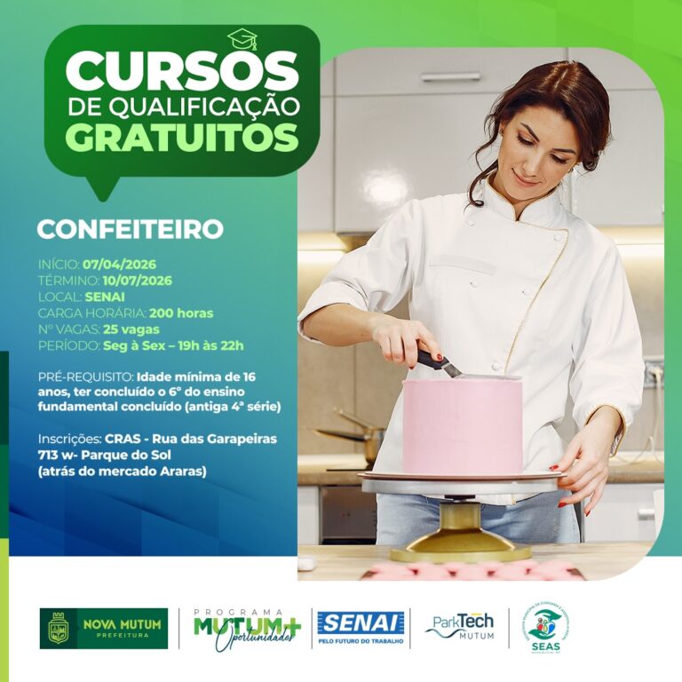 Cursos de Qualificação Gratuitos em Nova Mutum!

Se você tem interesse em apren…