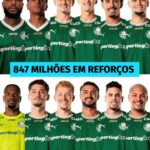 Palmeiras investiu cerca de R$ 847 milhões em contratações de jogadores em 2025,…